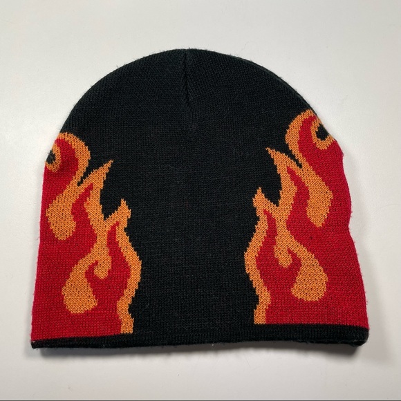 Nolan Glove Company Black Knit Beanie With Flame Design - Picture 4 of 6
